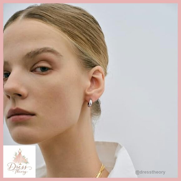 Stainless Steel Huggie Hoop Earrings Non Tarnish Hypoallergenic Daily Wear - Picture 3 of 8